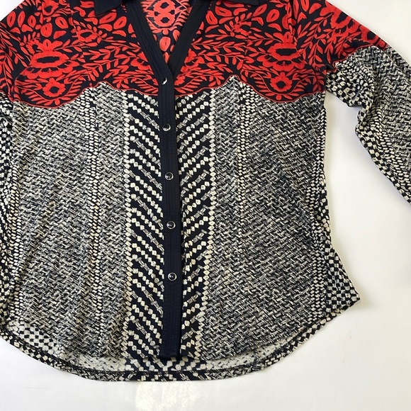 Soft Surroundings Womens Calistoga Shirt Size S Mixed Pattern Collared V-Neck - Picture 8 of 16